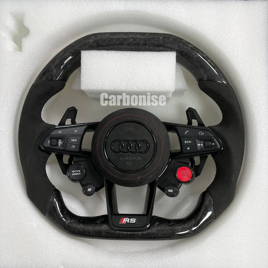 Audi Steering Wheel   (Forged Carbon Fiber+Alcantara) R8 Style #03
