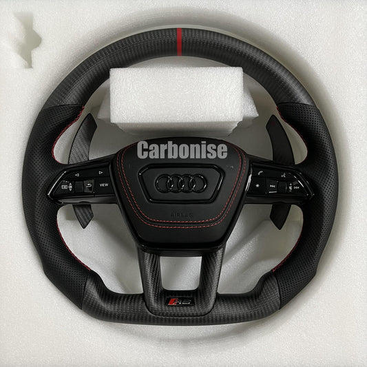 Audi Steering Wheel   (Matte Carbon Fiber +Perforated Leather) #20