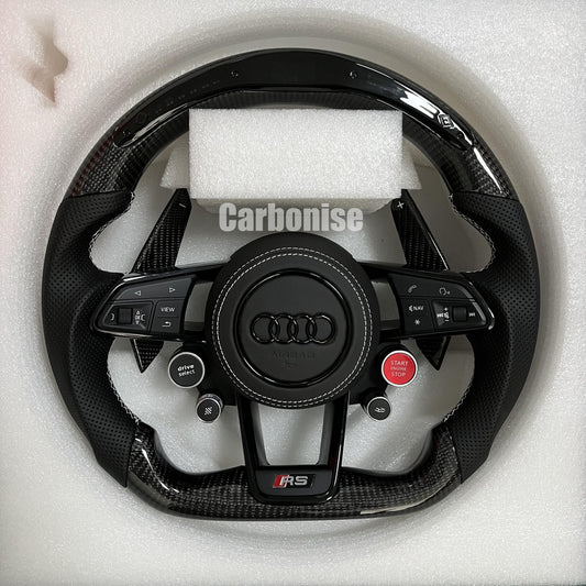 Audi steering wheel   (Carbon Fiber+Perforated Leather) R8 Style #09