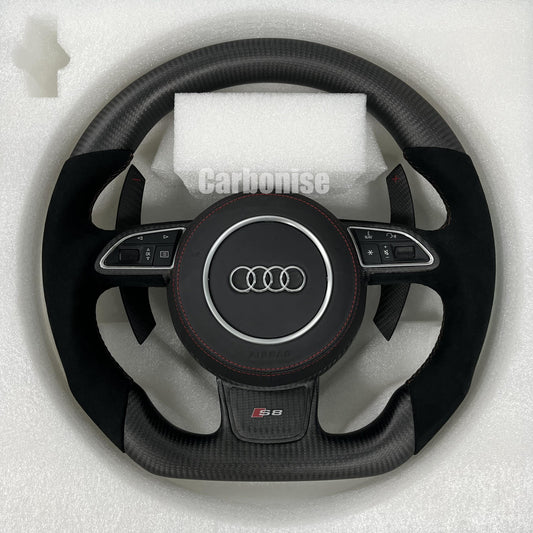 Audi Steering wheel ( Matte Carbon Fiber+Alcantara)  #02
